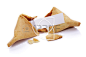 Fortune cookie with blank paper on white background