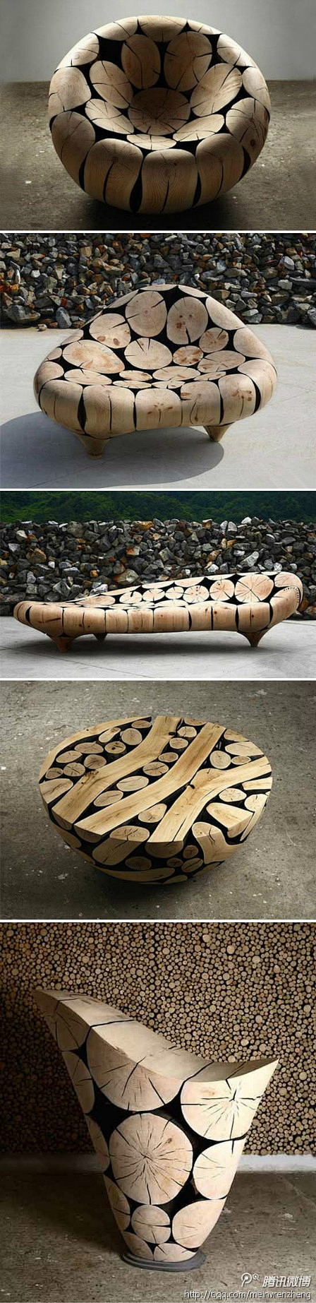 原生态松栗木椅，既是实用且体现个性的家具...