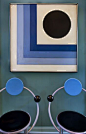 Memphis chairs & Graphic painting: Kelly Wearstler.  (This feels a little more 1970's to me, but I love blue, so I decided to pin it anyway.)