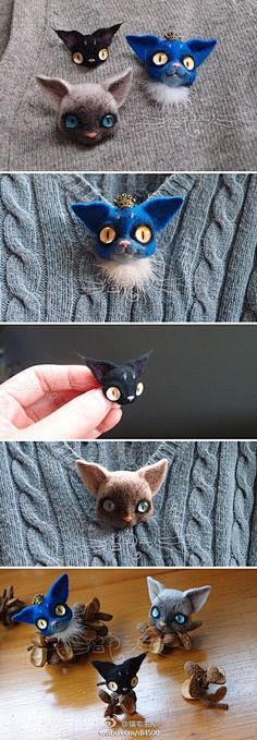 Needle felted cat br...