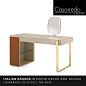 **FENDI CASA OFFICIAL DEALER** Icon is the sophisticated and minimal vanity desk. The lacquered wood structure with brushed polished finish is enhanced by details in polished brass steel and the left side covered externally in leather. The complete set in