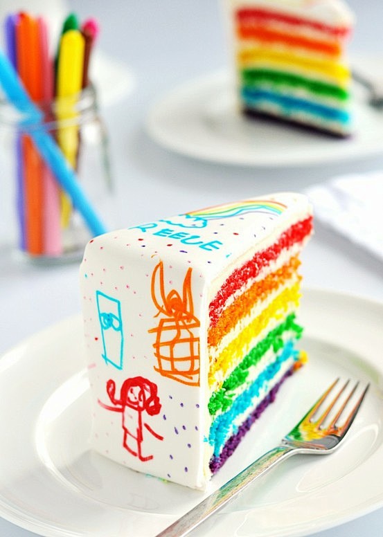 彩虹的蛋糕，好想咬一口