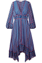 Ulla Johnson - Amabelle asymmetric printed silk-jacquard dress : Tonal-blue, red and white silk-jacquard Slips on 100% silk; lining: 100% viscose Dry clean Imported