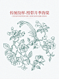 传统图案纹样【绶带月季海棠】 - 小红书