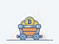 Minecart money set design vector icon illustration blockchain cryptocurrency bitcoin cart mine minecart