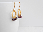 Summer SALE - Gold loop earrings, Gold garnet earrings, January birthstone : ☼☼☼ Summer SALE 20% off - Use coupon code SUMMER20 ☼☼☼  Gold loop earrings, with small garnet beads dangling below, hangs from gold plated ear wires. Simple and beautiful earring