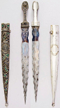 Caucasian kindjal, 19th century, steel, silver, enamel, L. with sheath 21 5/8 in. (54.9 cm); L. without sheath 20 1/2 in. (52.1 cm); L. of blade 15 1/2 in. (39.4 cm); W. 1 9/16 in. (3.4 cm); Wt. 15.4 oz. (436.6 g); Wt. of sheath 12.5 oz. (354.4 g), Met Mu