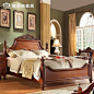 雅居格高档美式家具J7325 实木床1.8米双人柱子床 欧式单人床现货