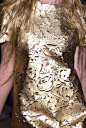 Gold laser cut leather dress - lasercut fashion; intricate floral pattern detail // Giles