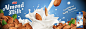 坚果 巴旦木 膳食营养 香浓牛奶 饮料海报设计AI ti046037825