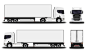 Realistic truck. front view; side view; back view.