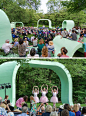 Greg Corso and Molly Hunker of design firm SPORTS, have created a fun and whimsical outdoor performance pavilion in the community of Lake Forest, Illinois.
