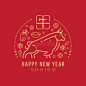 Happy new year , year of the ox with abstract gold line ox zodiac sign and china , #spon, #line, #gold, #sign, #zodiac, #year #ad