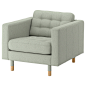 LANDSKRONA 兰德克纳 单人沙发/扶手椅 - 木头  - IKEA : IKEA - LANDSKRONA 兰德克纳, 单人沙发/扶手椅, 木头, , 布艺垫套看上去温馨宜人，线条造型紧密贴合，为扶手椅增添了整洁时尚之感。座垫装有高弹泡沫塑料和聚酯纤维填料，坐着非常舒适。享有10年品质保证，详情请见质保手册。