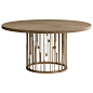 Shadow Play Rendezvous Round Dining Table with Wood Top by Lexington at Baer's Furniture : Modern elegance that shines through from all angles, this dining table positively glows with dynamic accents like a bold, metal fretwork base. The contemporary casu