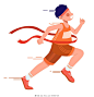 彩色卡通人物男生运动跑步冲刺PNG素材跑步奔跑图片素材