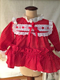 Cute-red-polka-dot-ruffled-vintage-dress-for-antique-doll