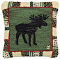 Argyle Spruce Moose Hooked Pillow rustic-decorative-pillows