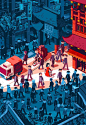 A late afternoon in a Shanghai street. Illustration for Uzbek & Rica magazine.