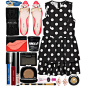 A fashion look from January 2015 featuring retro print dresses, black hosiery and embellished ballet flats. Browse and shop related looks.