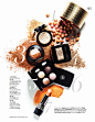 Beauty Editorial - SV/Saber Viver, December 2014 : Beauty Styling still life editorial: Ester Lauder 2014 Christmas edition cosmetics, red and gold beauty/cosmetic products and home fragances