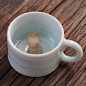 【雅集堂】超萌小动物咖啡杯 随手杯青瓷杯带柄茶杯 兔子与猫