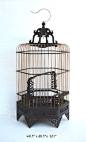 Chinese Bamboo Rosewood Hexagon Decor Birdcage VS428 | eBay $495: 