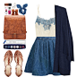 A fashion look from July 2016 featuring blue top, vintage skirts and silk camisole. Browse and shop related looks.