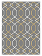 Geometric Gray Rug with Yellow Lines: 