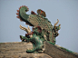 山西芮城县永乐宫-北方少有的鱼龙螭吻 ，龙头鱼身 (鱼龙也叫鳌鱼）但是是泥塑和砖雕的。
不同于南方的灰塑。