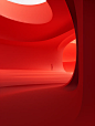 抽象的红色背景，曲线虚幻引擎5的风格，极简主义舞台设计海报