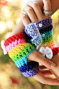 rainbow+color+tattoos | Trendy Rainbow Colored Fingerless Gloves For Young Women