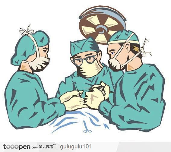 手术中的医生手绘插画