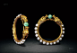 *0649清 金质嵌珍珠、松石“双龙戏珠”手镯 （一对） 