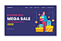 Hand drawn flat boxing day sale landing page template Free Vector
