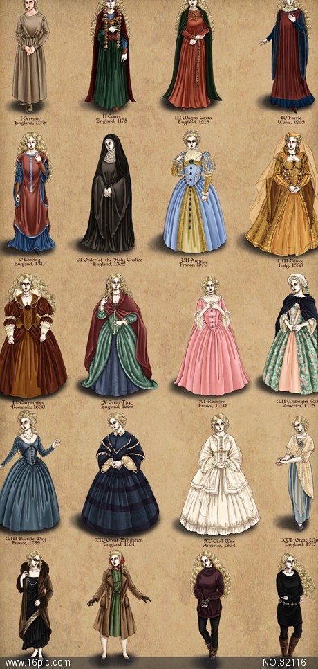 欧洲中世纪时期服饰图片