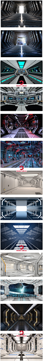 3D立体未来太空宇宙空间站星球隧道高清舞台背景图片设计素材-淘宝网