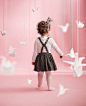 千纸鹤和小女孩图片素材