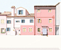夏天的粉色房子-Pecoroll_夏天,粉色,建筑,狗_涂鸦王国插画
