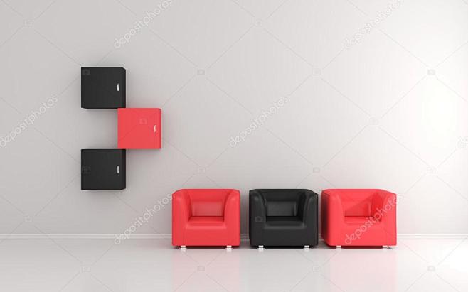 现代和清洁室内舒适的扶手椅