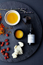 Still life product photography from rebranding ad campaign for Laurel Whole Plant Organics skincare line. Styling by Laura Cook. Photo by San Francisco still life photographers Trinette+Chris.: 