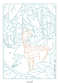 给《四季·森林物语》笔记本画的几张内页，存了简单的【草图→线稿→上色】过程图，本子已经出来了，这个也放出来吧 