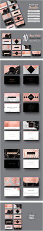 Rose Gold Marble Foil Glitter Business Card Templates on Behance