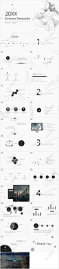 创意极简黑灰点线设计PPT模板
