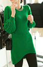 #泡泡袖# LANA 2012韩版复古含羊毛好手感鱼尾毛衣泡泡袖绿色