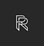 Letter R logo monogram mockup hipster black and vector