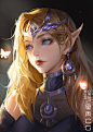 General 1920x2698 artwork fantasy art women blonde elves elf ears blue eyes
