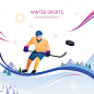 tid265t000426 冬季冰球 滑冰滑雪 冰雪天地 运动插图插画设计AI