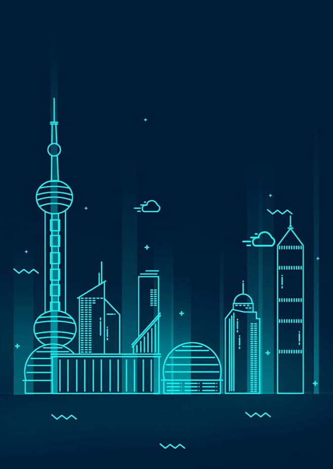 12个极简风线条国际城市北京上海地标建筑...