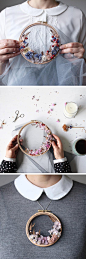 Floral wreath weaves by Olga Prinku | hoop art | diy hoop art | flower frames: 